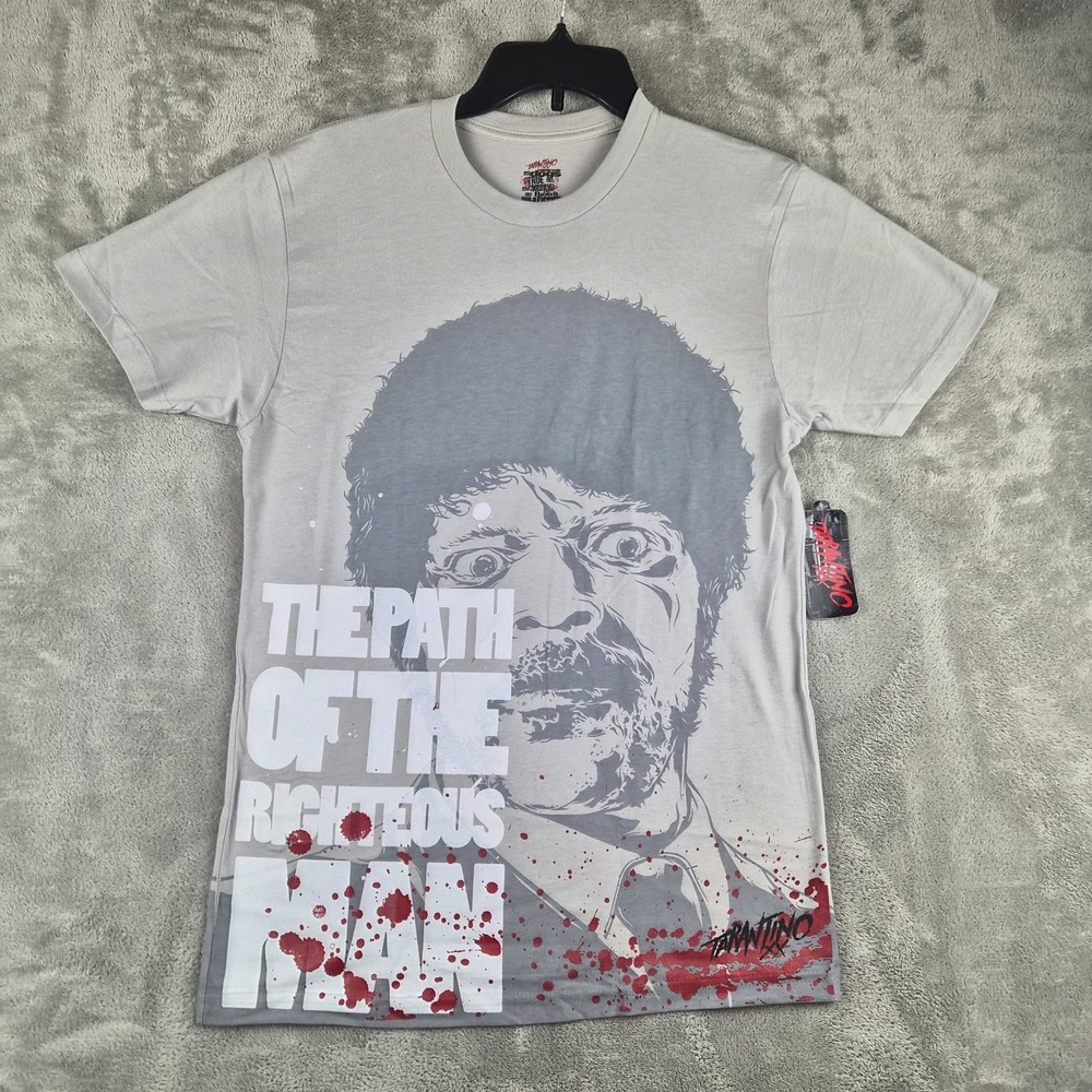 Pulp Fiction T Shirt Small Grey Tarantino Path Of The Righteous Man Graphic NWT